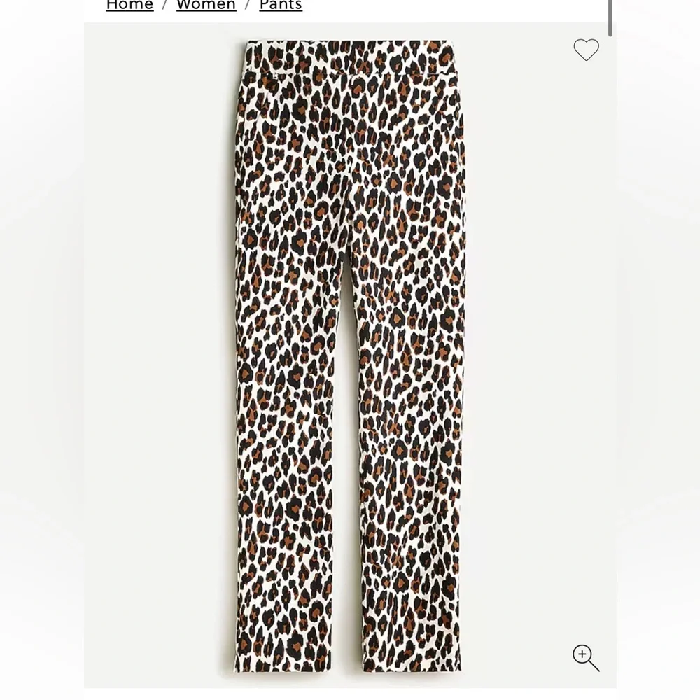 J. Crew Remi Pant in Leopard animal print white pants  Size 8 - Picture 8 of 8